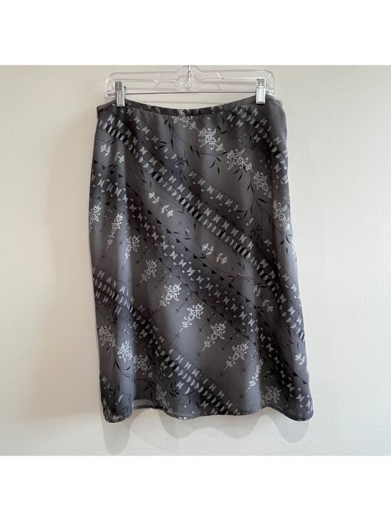 Apostrophe Dresses & Skirts - Apostrophe 90s Midi Skirt Womens 14 Gray Abstract Print Embellished Fairy Grunge